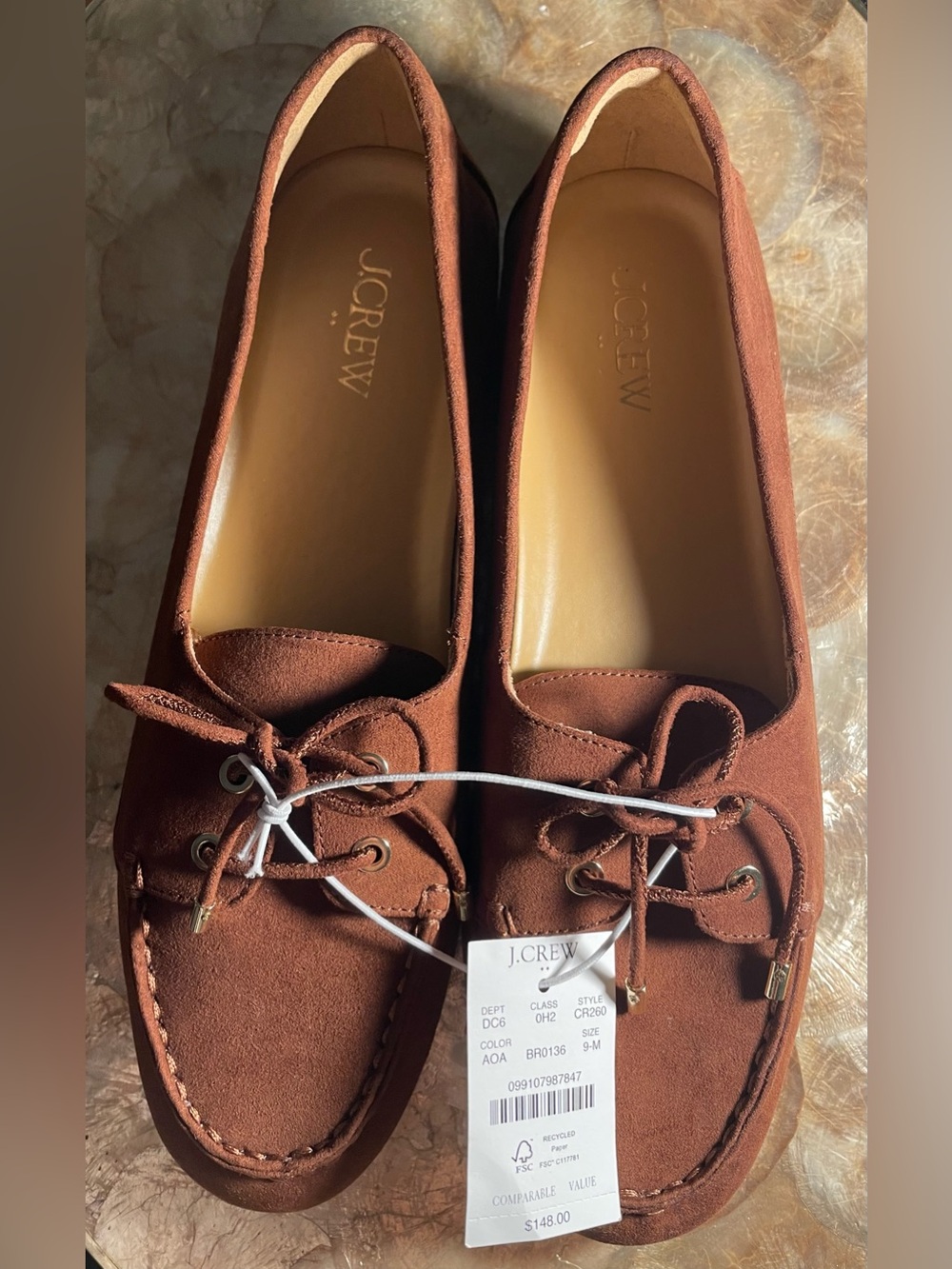 NWOT J.Crew Antique Oak Boat Shoe size 9, never worn
